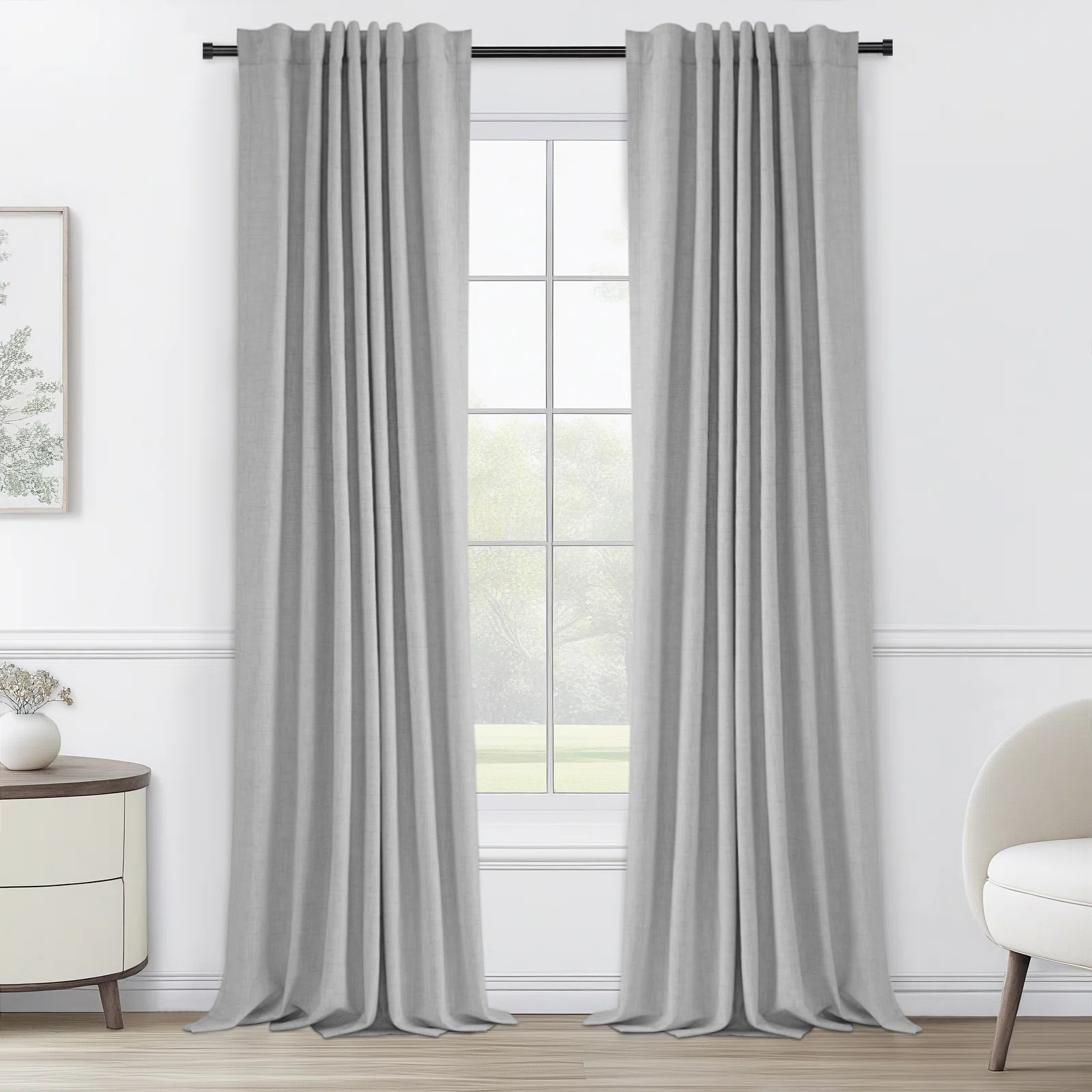 Gracie Oaks Graciella Thermal Insulated Faux Linen Textured 100% Blackout Curtains for Bedroom Li... | Wayfair North America