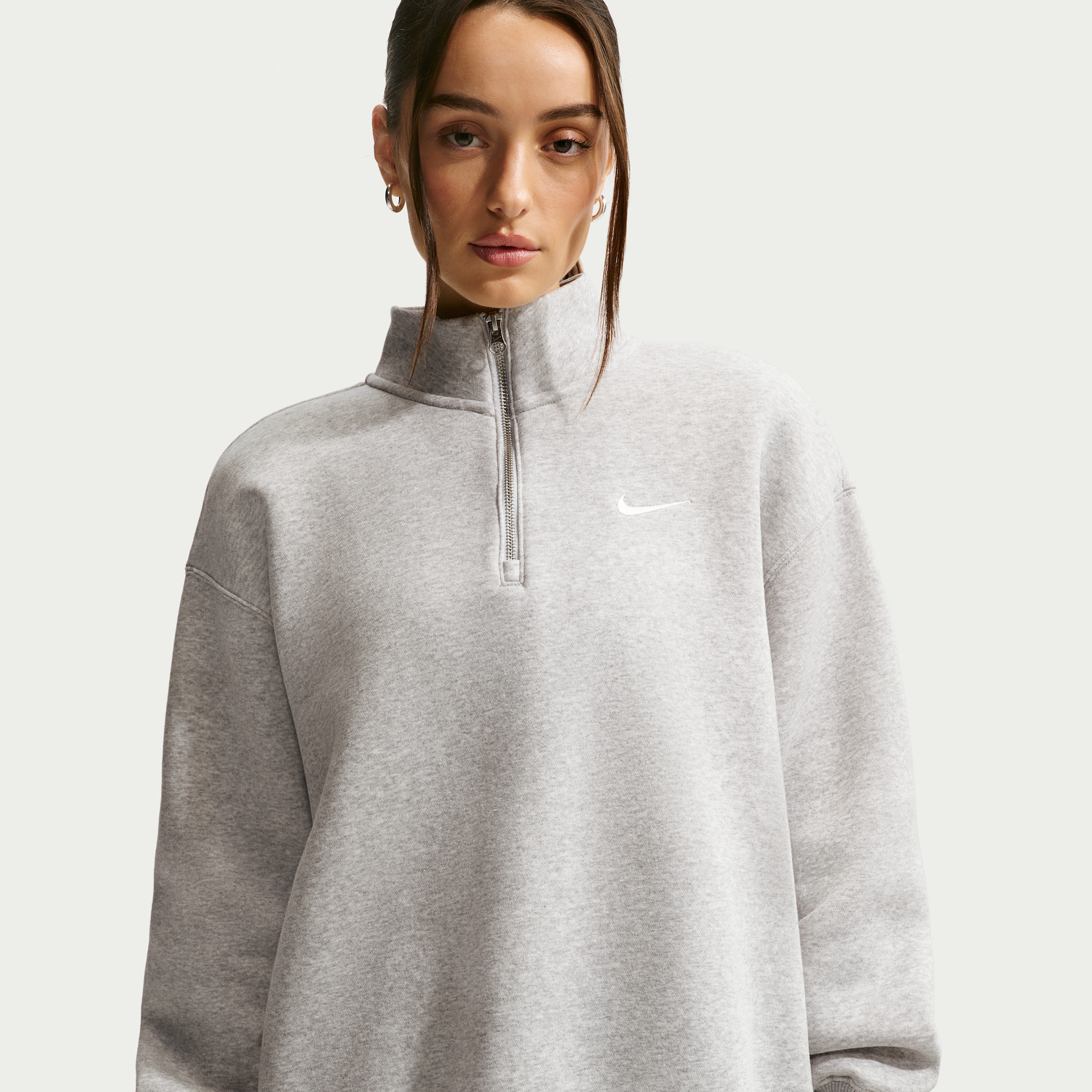 Women's Nike Sportswear Phoenix Fleece Oversized 1/4-Zip Long Sweatshirt in Grey | HJ0931-043 | Nike (US)
