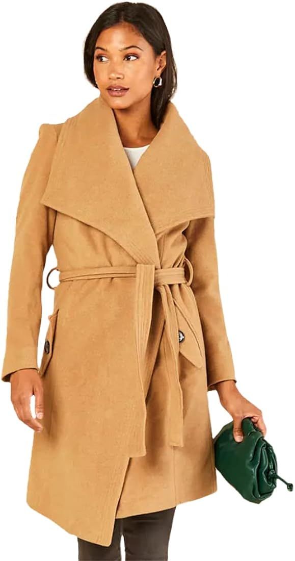 De La Creme -Women`s Winter Wool Cashmere Wrap Coat with Large Collar | Amazon (US)
