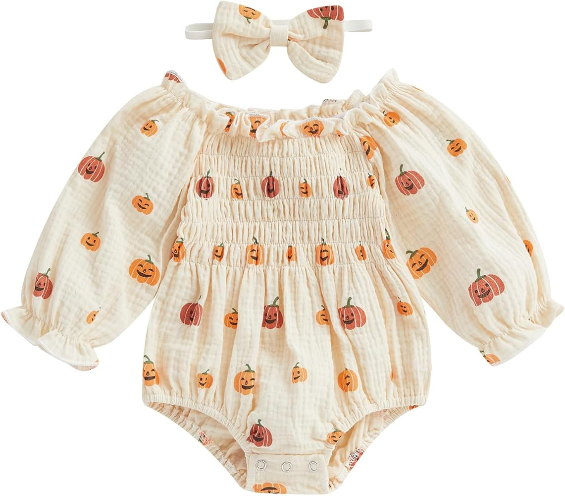 Newborn Baby Girl Outfit Cute Floral Romper Long Sleeve Ruched Bodysuit Comfy Outfits Baby Girl C... | Amazon (US)