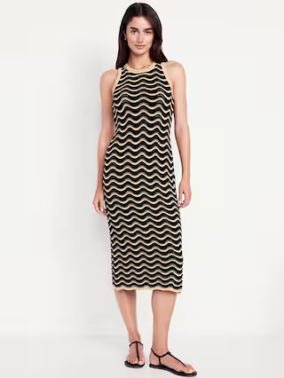 Sleeveless Pointelle-Knit Midi Dress | Old Navy (US)