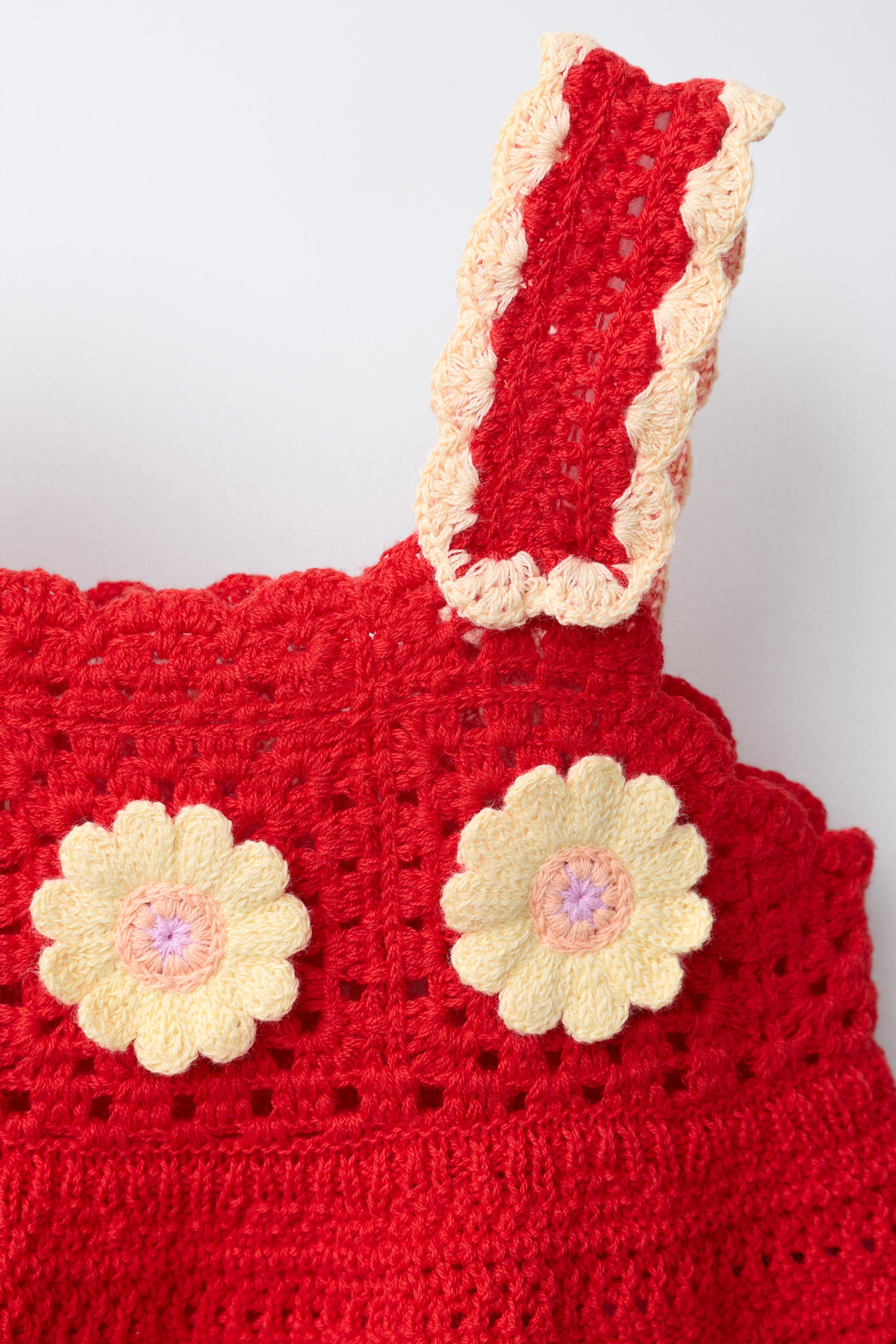 CROCHET KNIT FLORAL TOP | Zara US