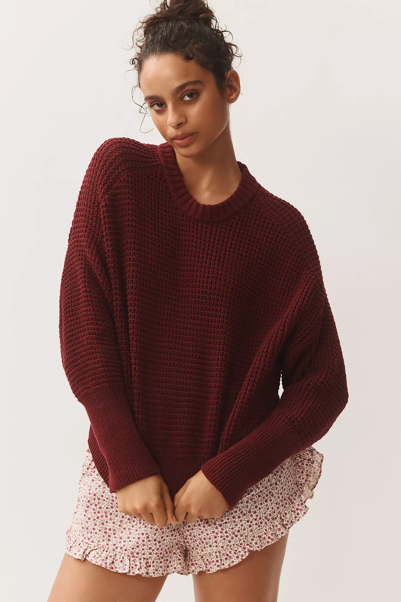 Pilcro Crew-Neck Waffle Sweater | Anthropologie (US)