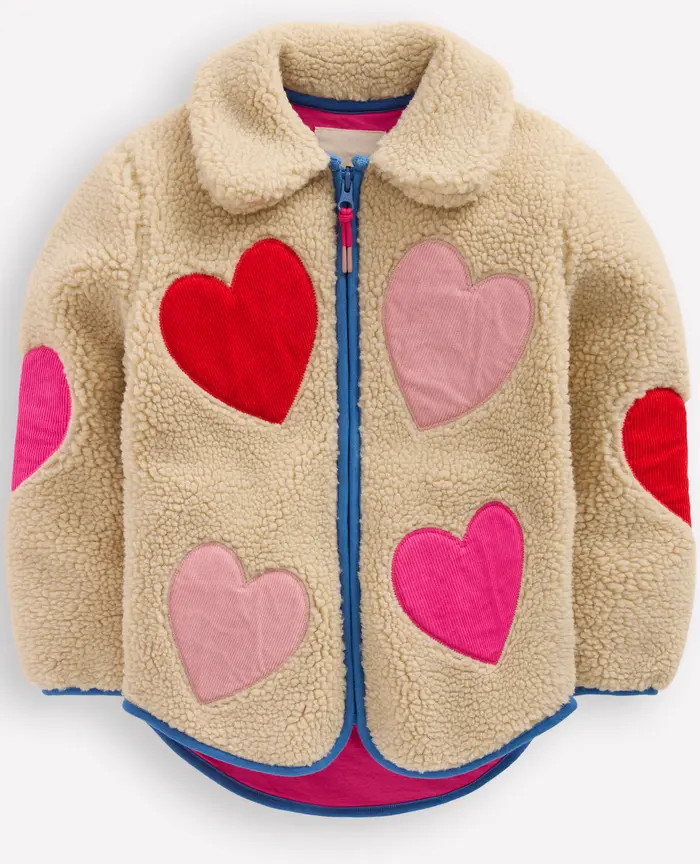 Kids' Appliqué Hearts Fleece Jacket | Nordstrom