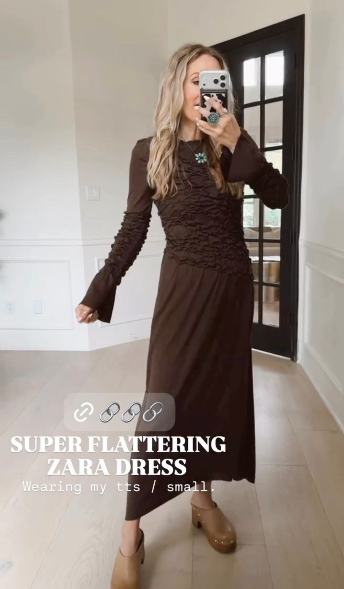 🤍 ZARA DRESS SUPER FLATTERING Wearing my tts / small.