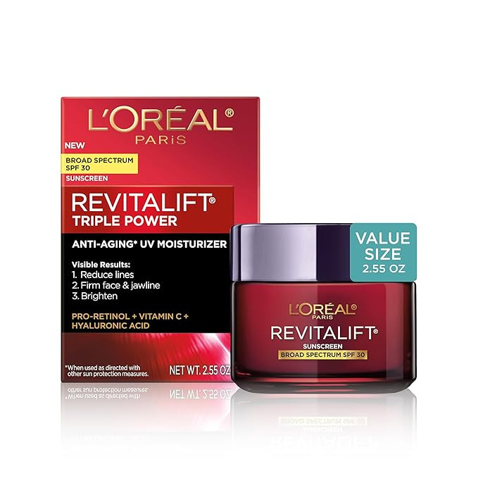 L'Oreal Paris Revitalift Triple Power Face and Neck Moisturizer, Anti Aging Face Cream with Broad... | Amazon (US)