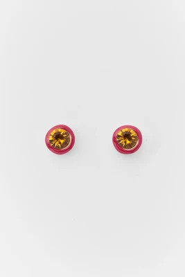Pink Circle Stone Stud Earrings | Avara