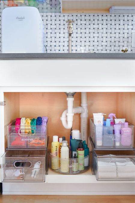 Aesthetic under-the-sink organization! Turntables are perfect for organizing products around bulky piping under the sink.

#LTKSeasonal #LTKhome