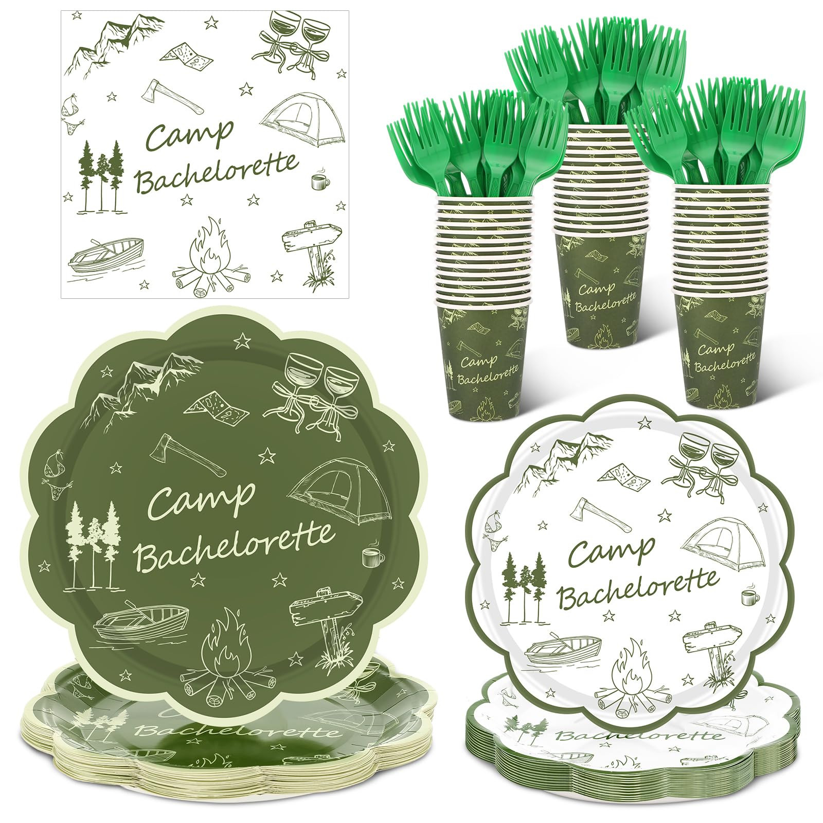Zubebe 120 Pcs Camp Bachelorette Party Supplies Disposable Dinnerware Tableware Set Paper Plates ... | Amazon (US)