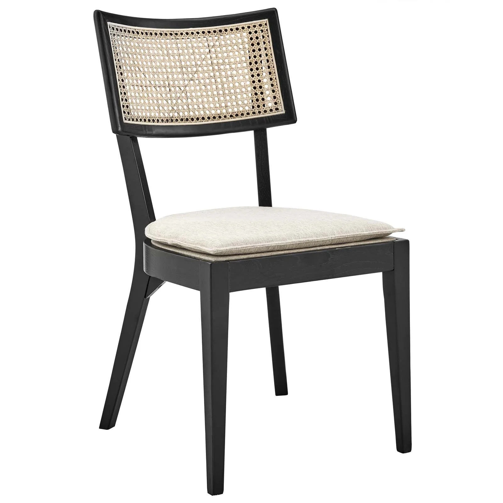 Caledonia Wood Dining Chair In Black Beige | 1stopbedrooms