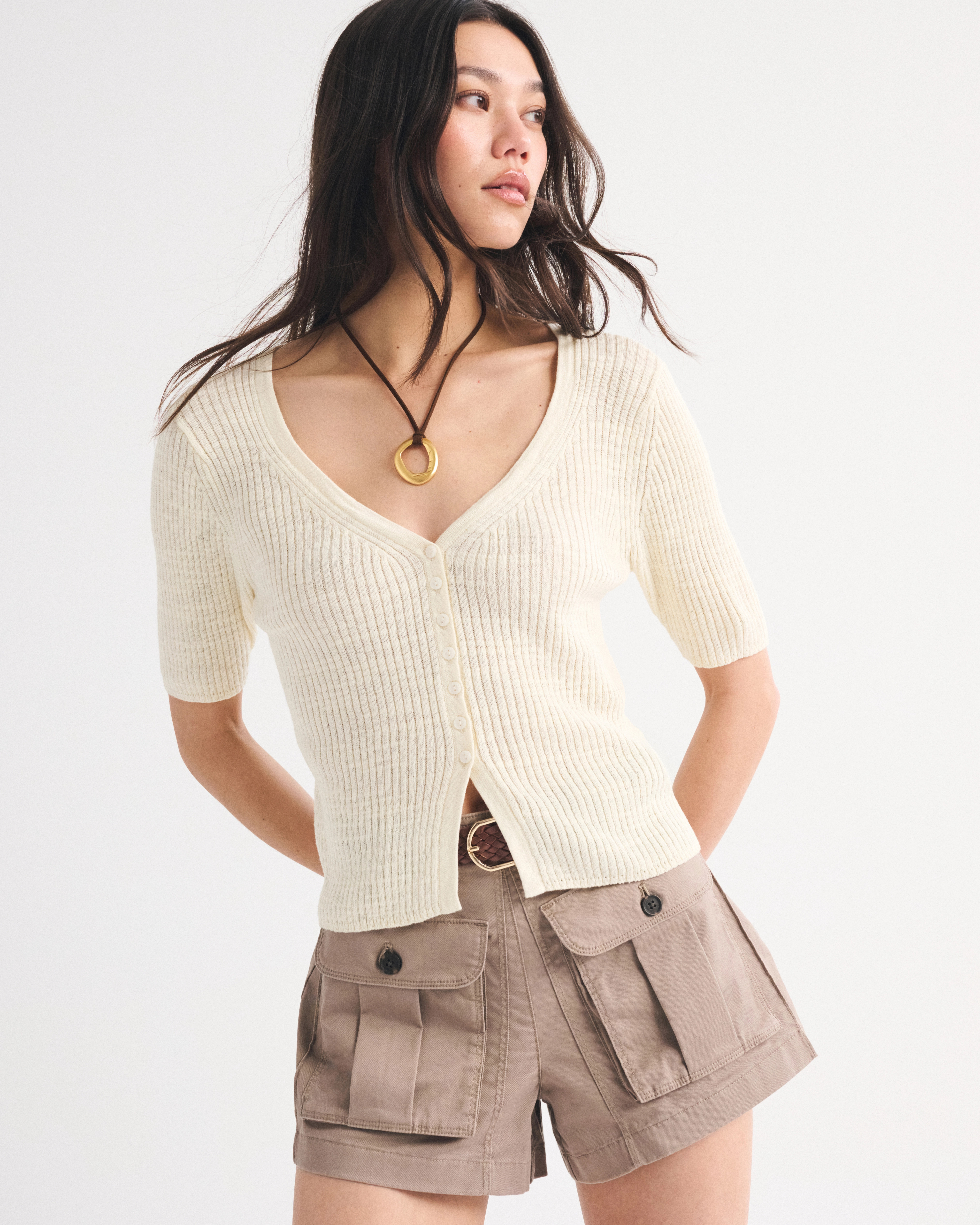 Short-Sleeve Cardigan | Abercrombie & Fitch (US)