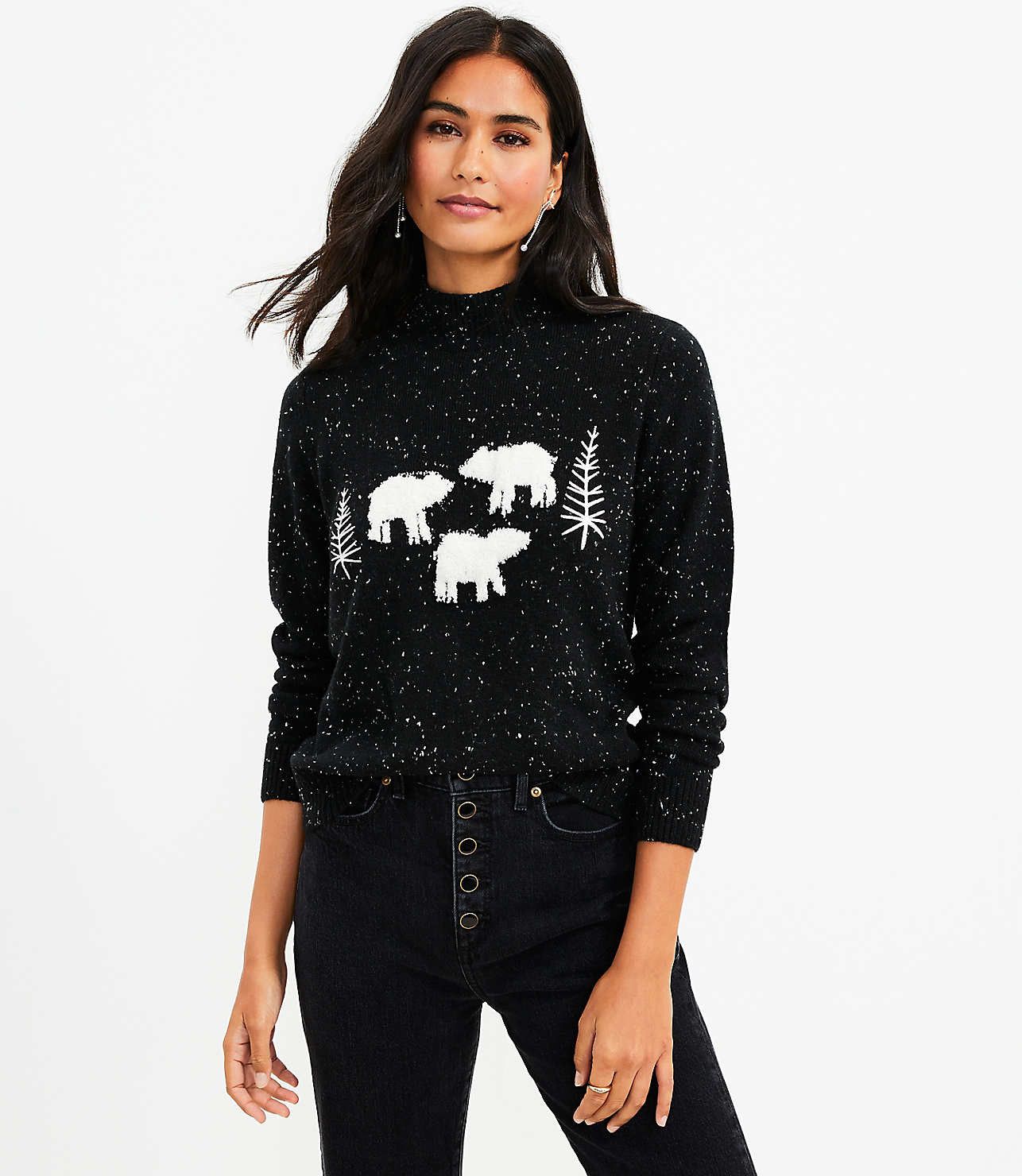 Polar Bear Mock Neck Sweater - Winter Outfits | LOFT