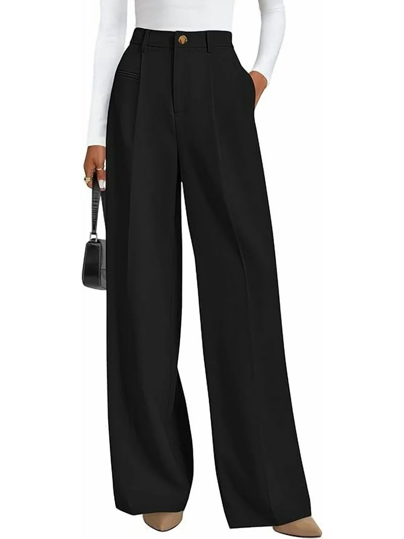 PRETTYGARDEN Womens Wide Leg Dress Pants Business Casual Flowy Work Palazzo Pants High Waisted Sl... | Walmart (US)