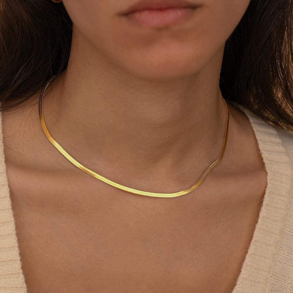 CHESKY Gold Necklace for Women-14K Plated/S925 sterling silver Snake Chain Necklace Dainty Simple... | Amazon (US)