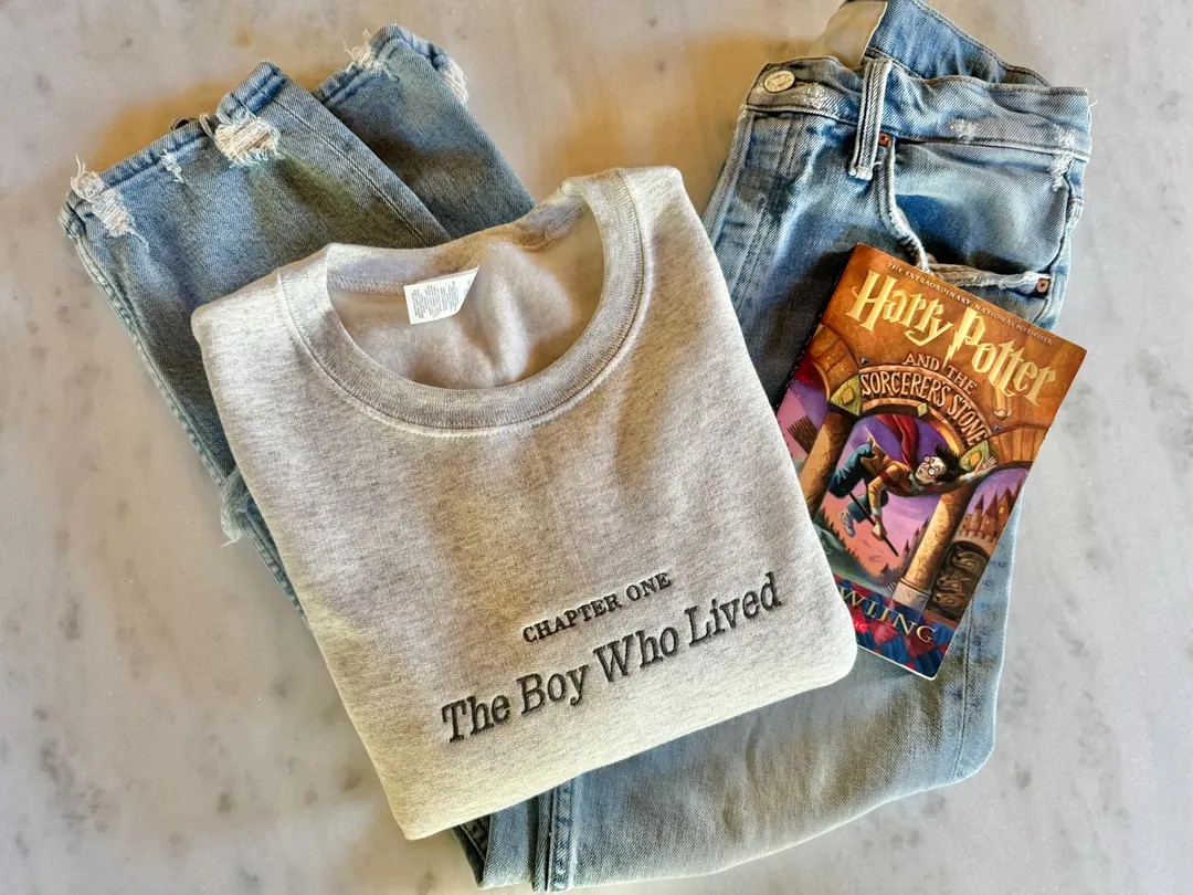 The Boy Who Lived Embroidered Sweatshirt - Bookish Wizard Crewneck - Etsy | Etsy (US)