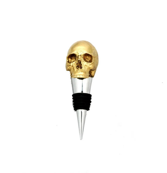 Skull Wine Bottle Stopper, Gold | Etsy (US)