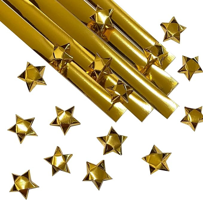 BIG Gold Foil Paper Strips for Making Origami Stars, Lucky Stars, Puff Stars, & Weaving Crafts. R... | Amazon (US)