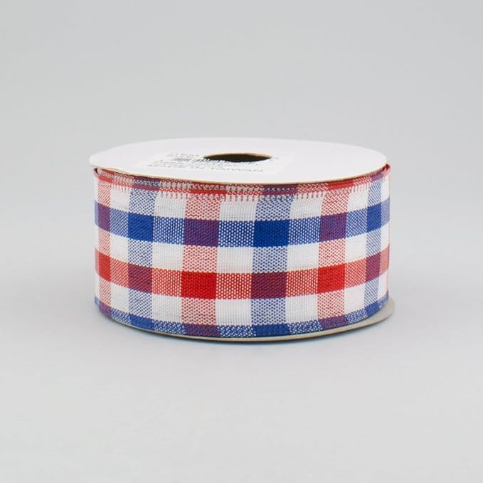 Craig Bachman 1.5" Patriotic Gingham Plaid Ribbon: Red, White & Blue (10 Yards) Patriotic Craft F... | Amazon (US)