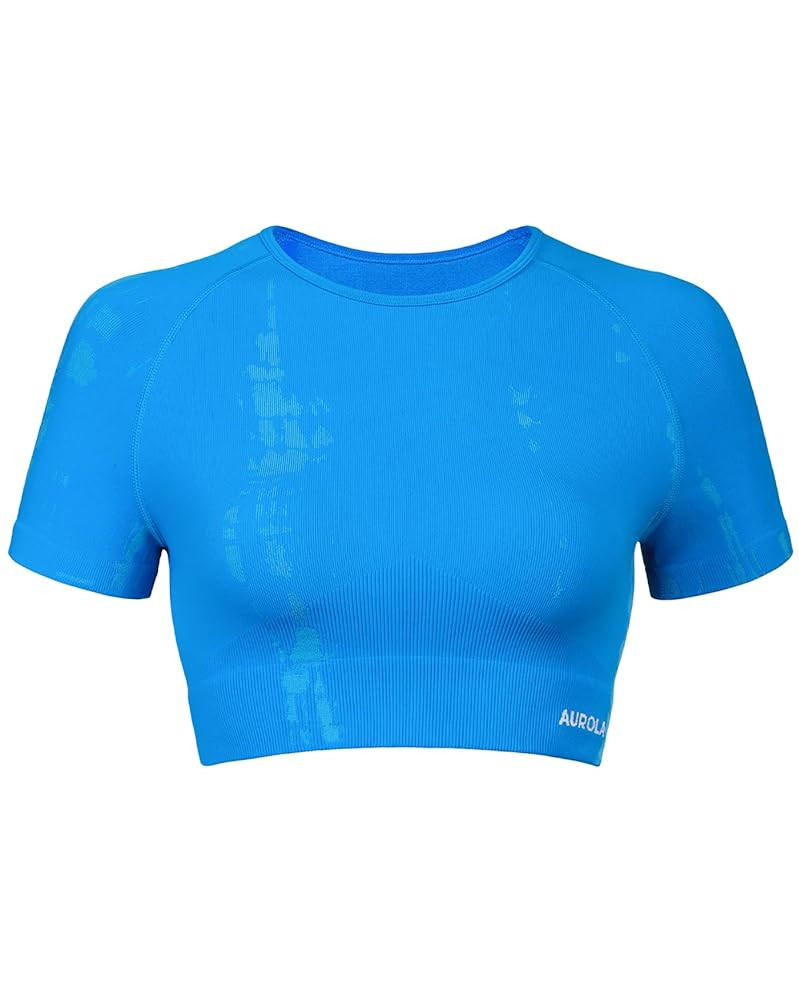 AUROLA Serpent Snake Seamless Workout T-Shirts for Women,Short Sleeve Crop Top Gym Yoga Athletic ... | Amazon (US)