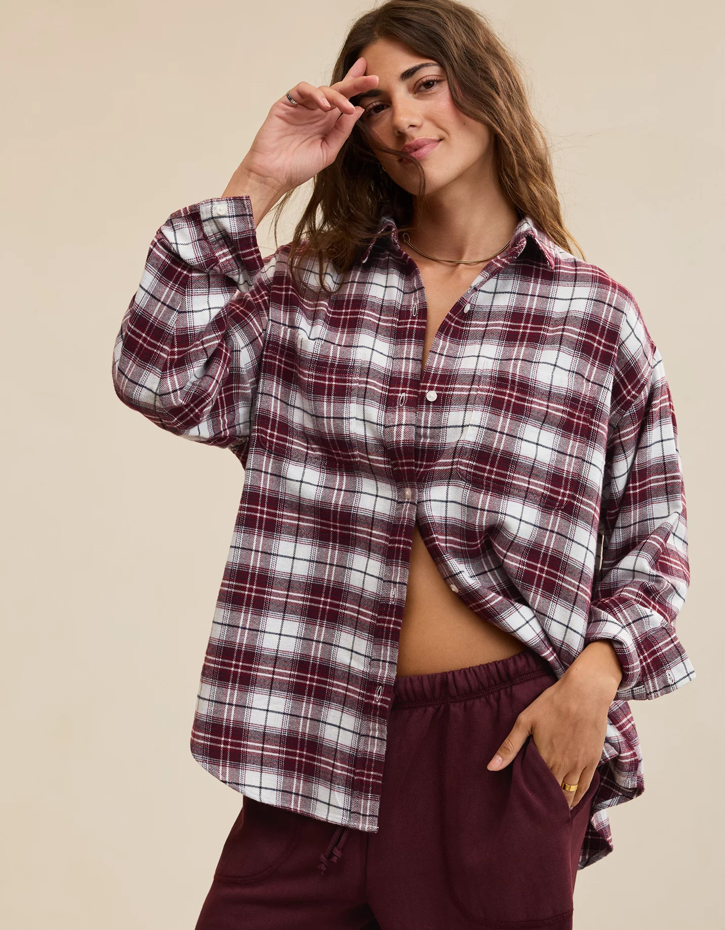 New + Bestseller Aerie Anytime Fave Flannel Oversized Shirt | American Eagle Outfitters (US & CA)