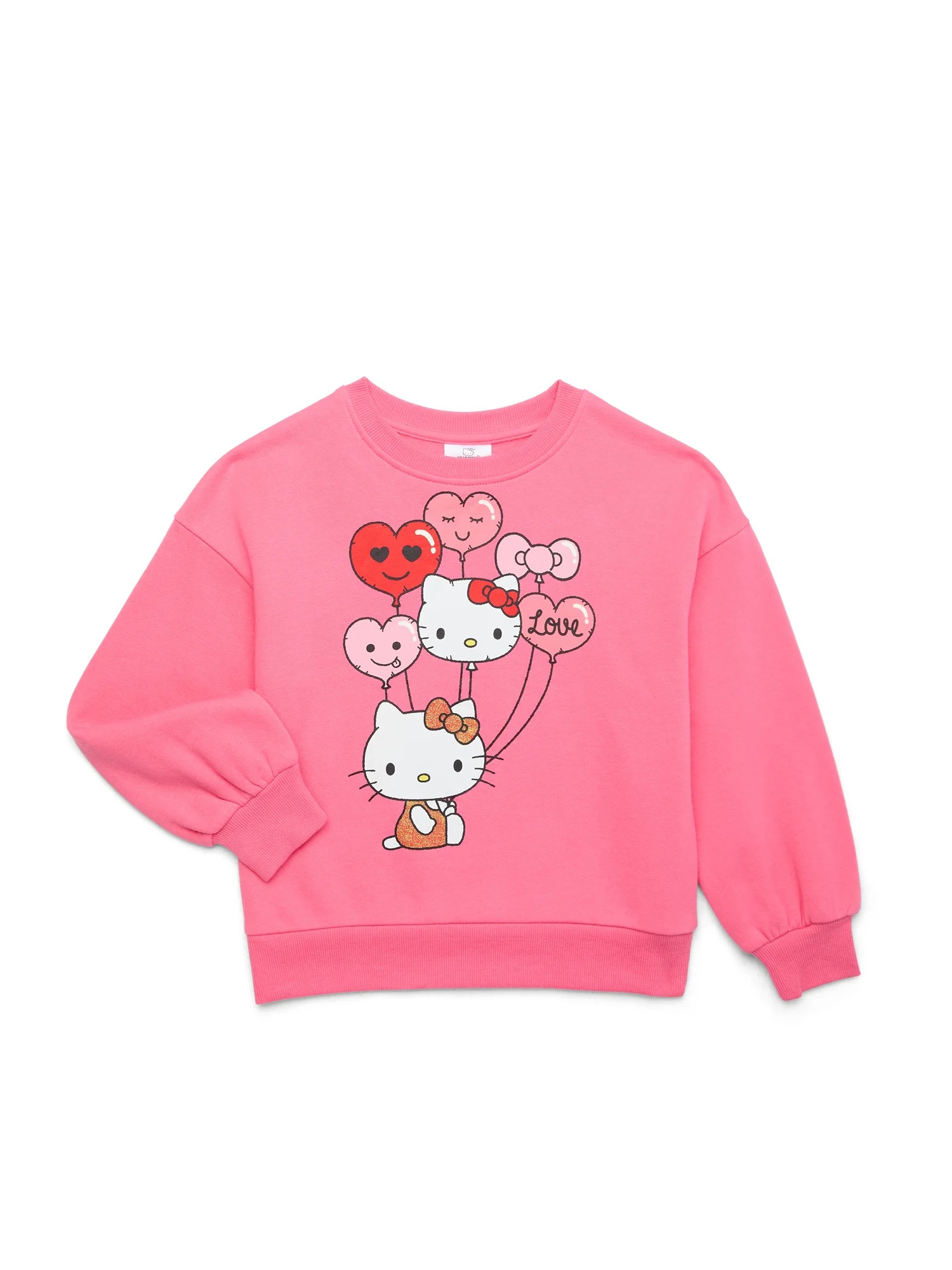 Hello Kitty Love Balloons Girls Valentine's Day Fleece Sweatshirt, Sizes 4-16 | Walmart (US)