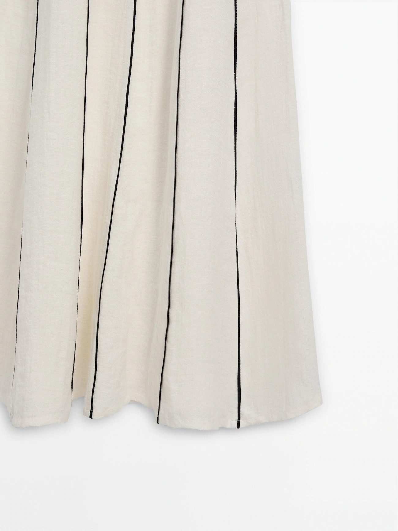 Linen blend two-tone strappy dress | Massimo Dutti US