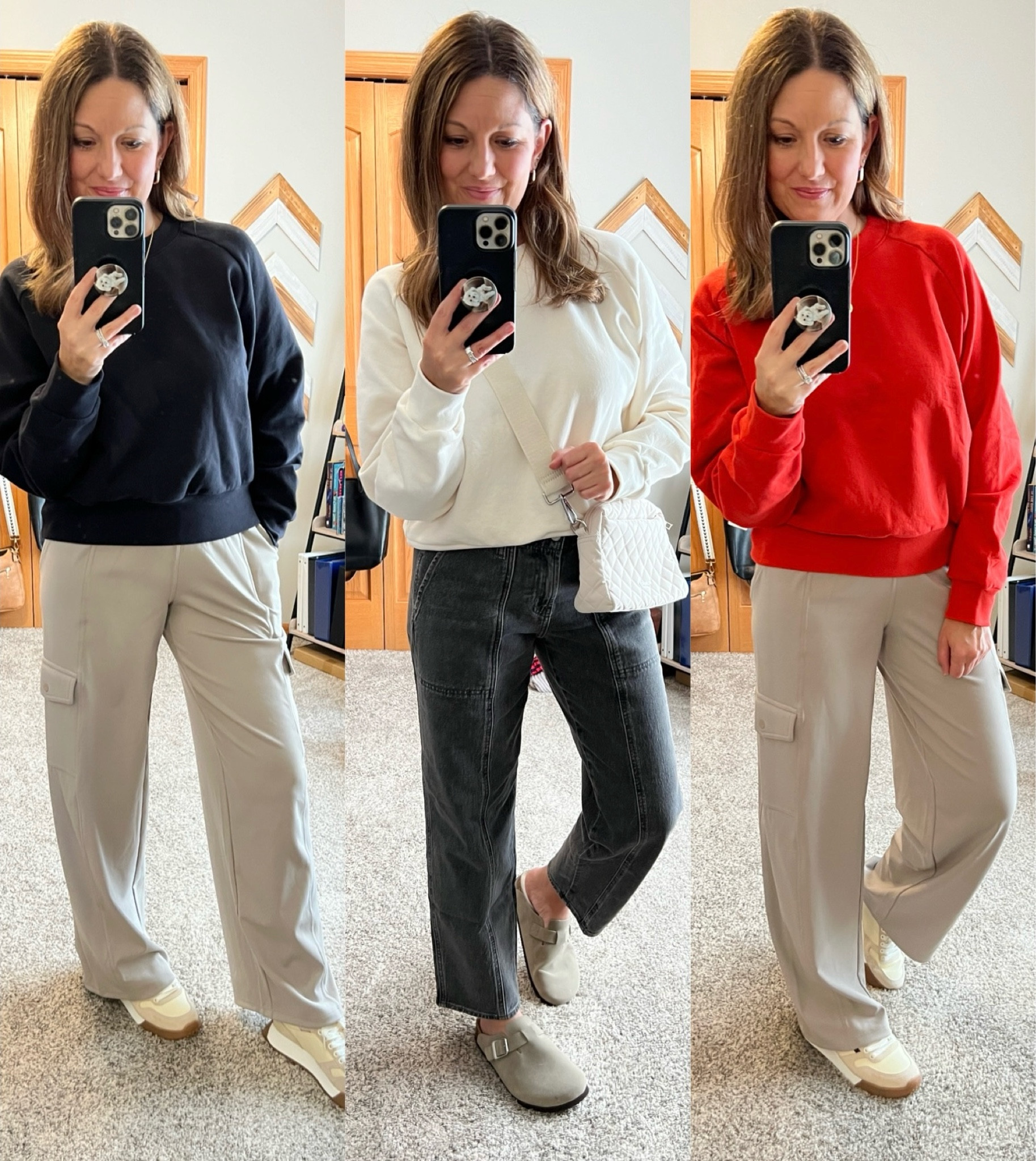 When you love a crewneck so much you buy it in 3 colors! 

Currently on sale for $49 (reg. $89)!!

Crewneck sweatshirt - in my true size S

Cargo wide leg pants - size down one, in size XS

Sneakers - tts

Mid-rise jeans - tts, in size 4

Clogs - size up 1/2 

#athleta 



#LTKSaleAlert #LTKOver40 #LTKFindsUnder50