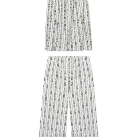 Pima Ruffle Pants Set in Eden Jasmine Vine | Lake Pajamas