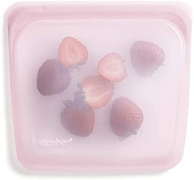 Stasher Silicone Reusable Storage Bag, Sandwich (Pink) | Food Meal Prep Storage Container | Lunch, T | Amazon (US)