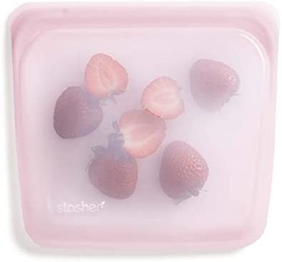 Stasher Silicone Reusable Storage Bag, Sandwich (Pink) | Food Meal Prep Storage Container | Lunch, T | Amazon (US)