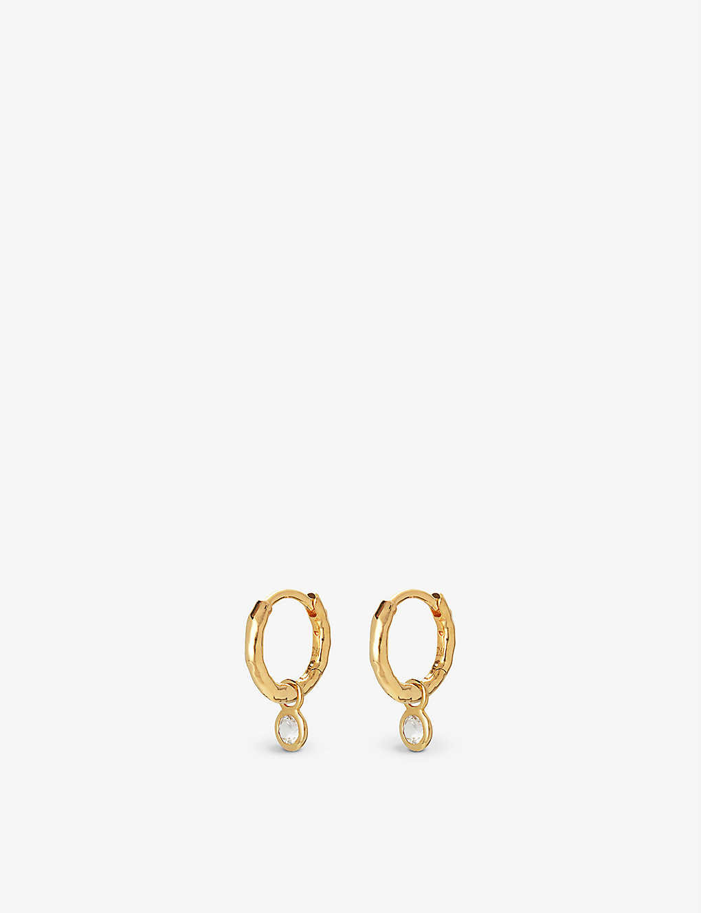 18ct yellow gold-plated vermeil sterling silver and white topaz huggie earrings | Selfridges