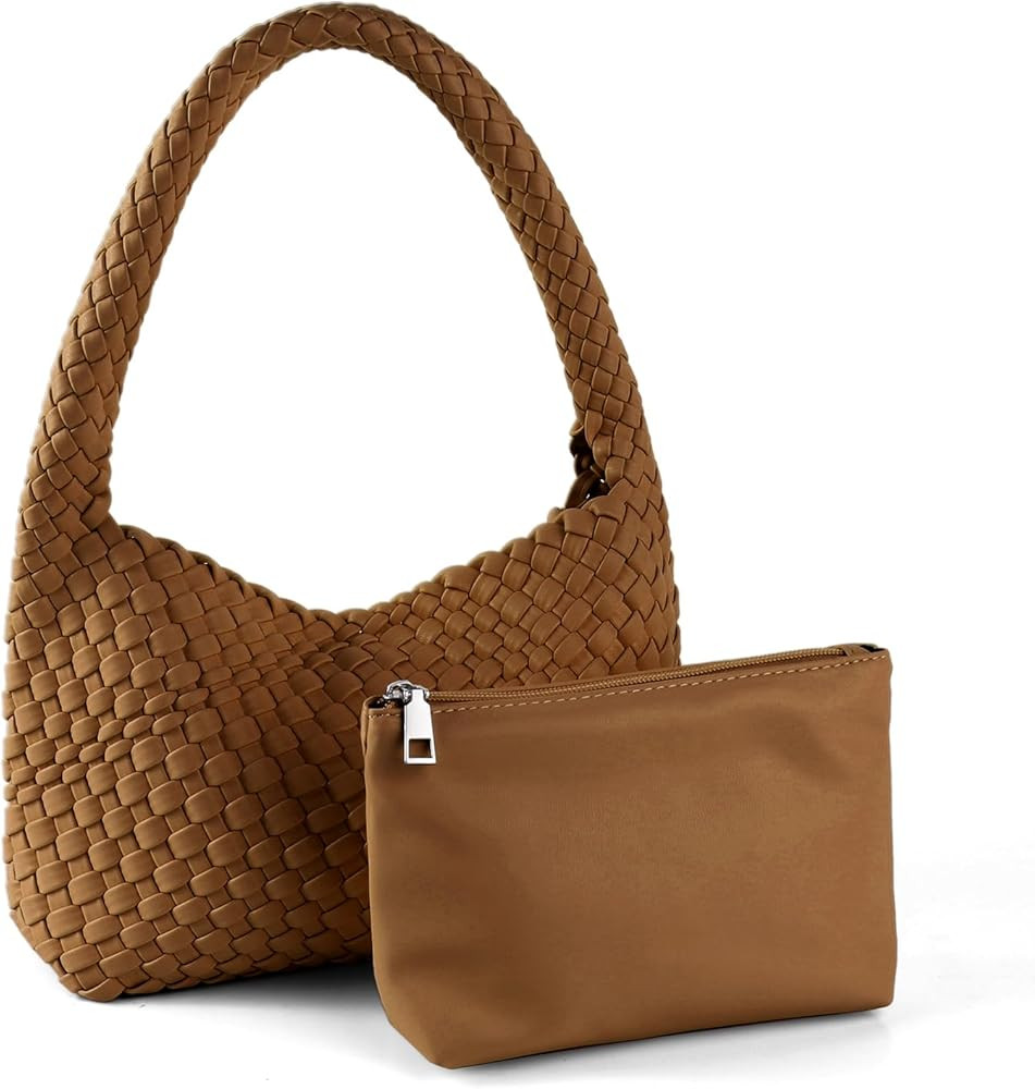 Woven Handbag for Woman Vegan Leather Shoulder bag and Purse Small Fashion Shopper Totes Ladies U... | Amazon (US)