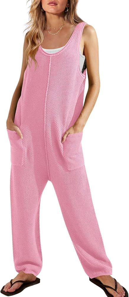 SENSERISE Womens Knit Jumpsuits Sweater Romper One Piece Loungewear Sleeveless Long Pants Overall... | Amazon (US)