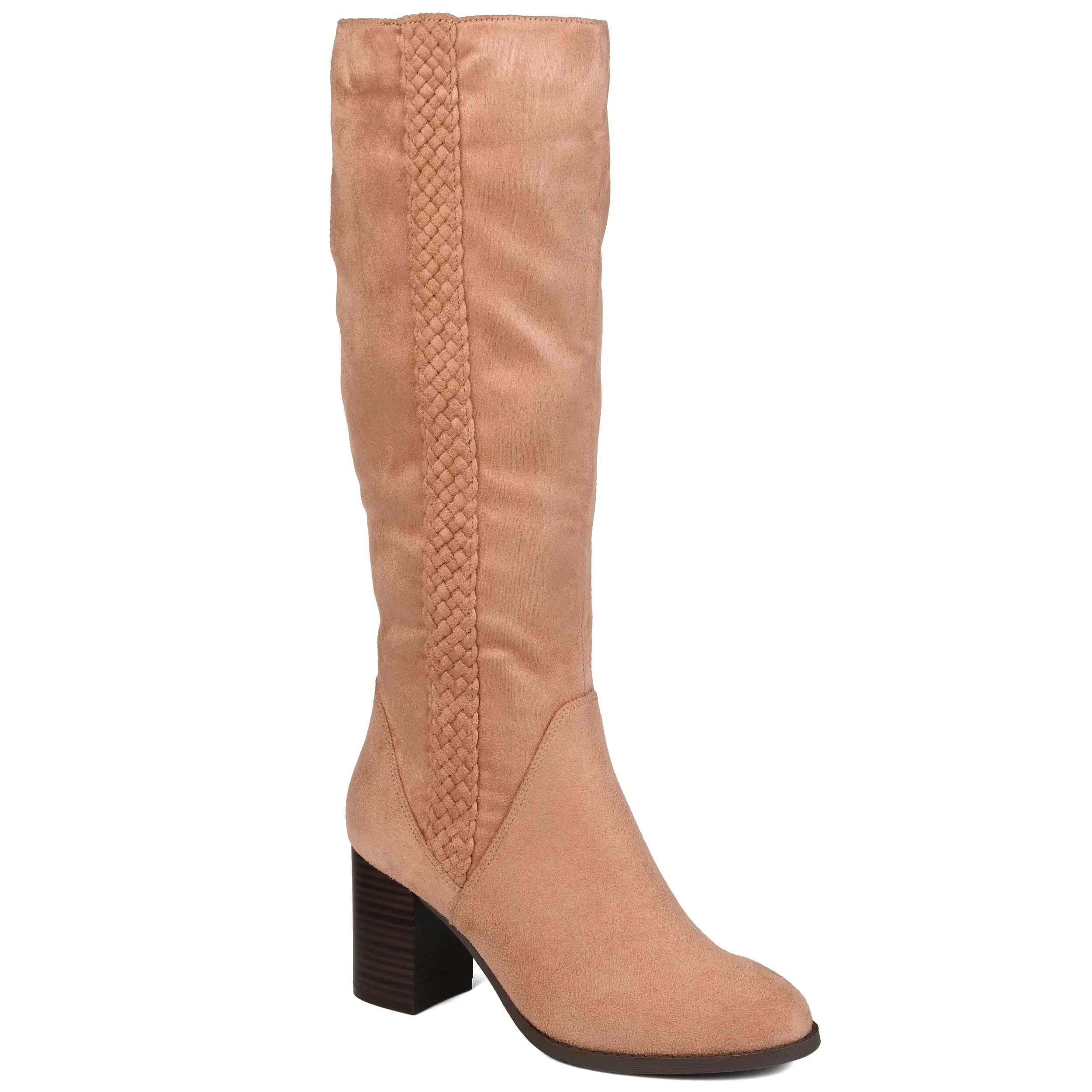 Brinley Co. Womens Wide Calf Braid Detail Heeled Boot | Walmart (US)