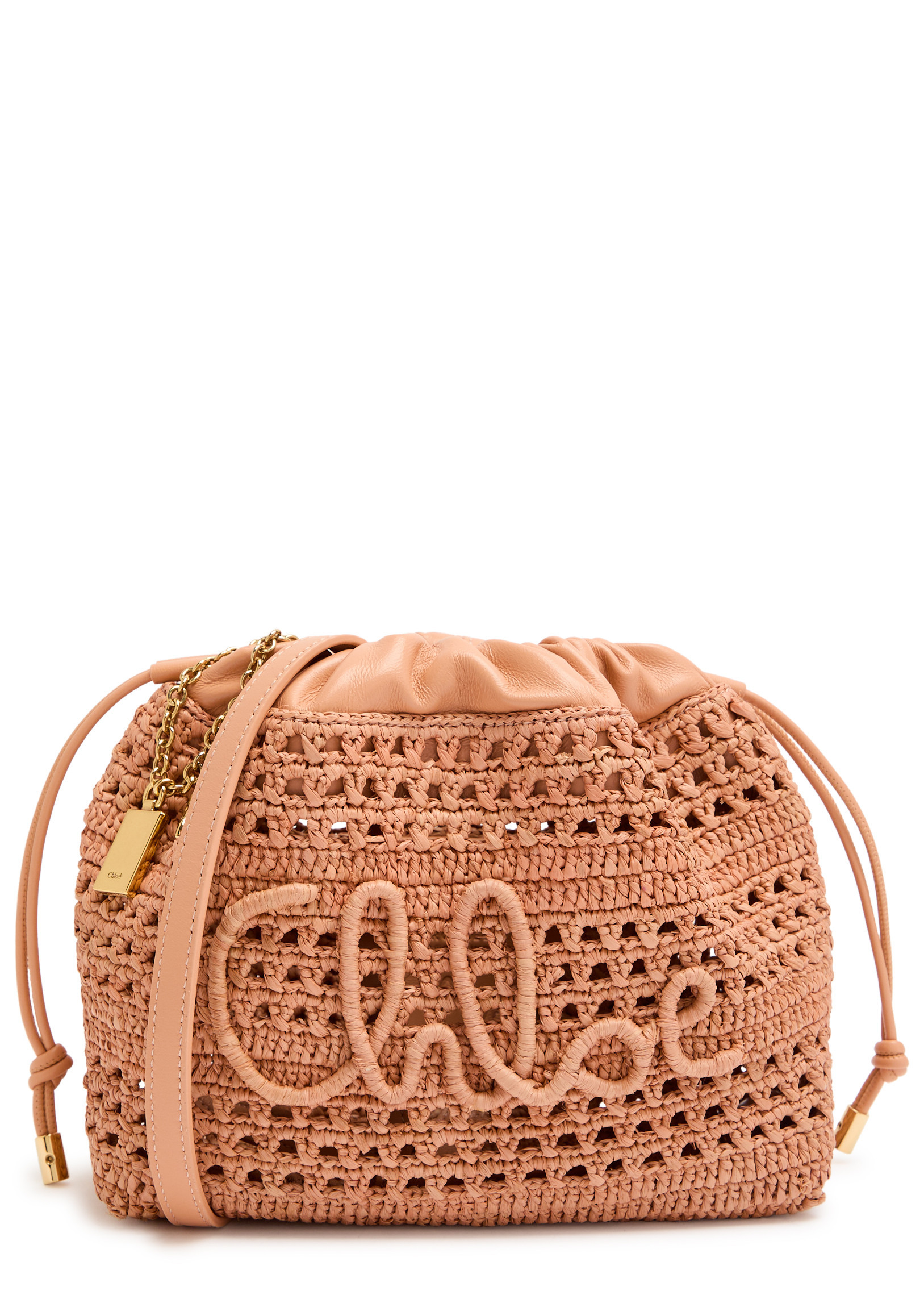 Summer Banana leather and raffia cross-body pouch | Harvey Nichols