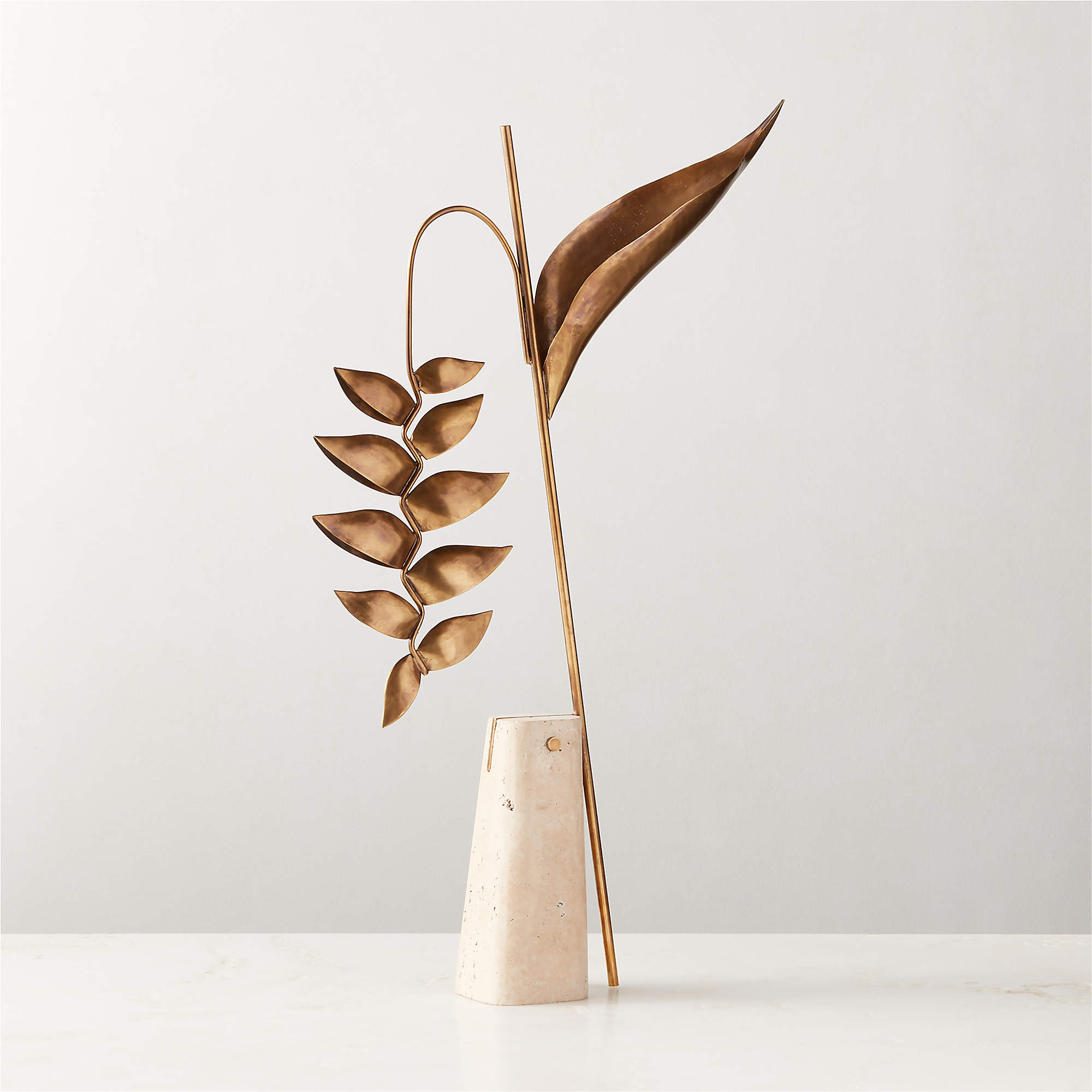 Balizie Brass and Travertine Decorative Table Sculpture + Reviews | CB2 | CB2