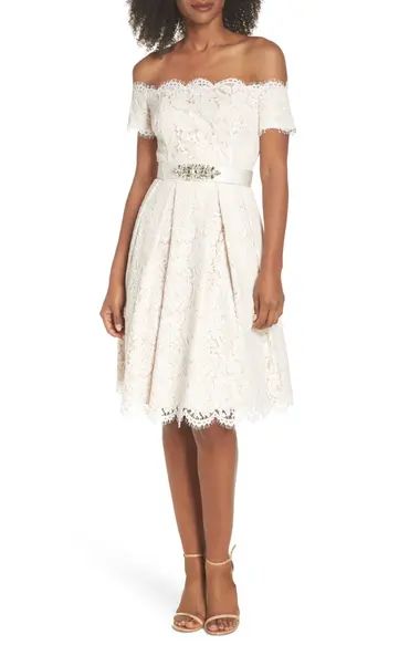 Embellished Lace Fit & Flare Dress | Nordstrom