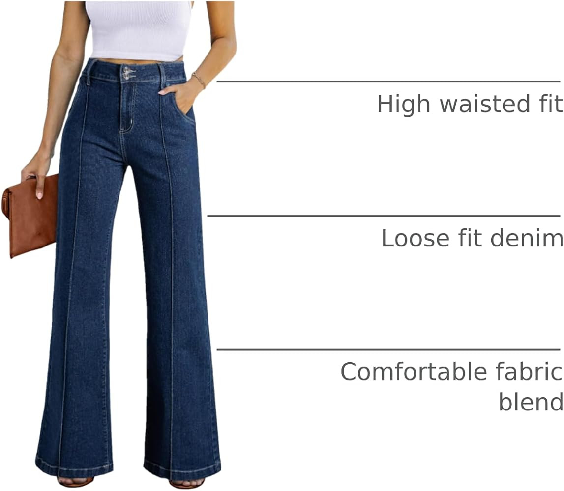 Sidefeel Womens Wide Leg Jeans Casual Baggy High Waisted Stretch Denim Pants | Amazon (US)