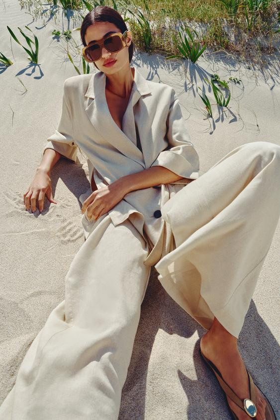 WIDE LEG LINEN PANTS WITH BELT | Zara US