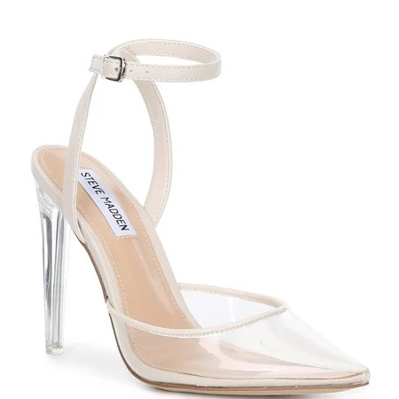 Steve Madden Alessi Pointed Toe Ankle Strap Cushioned Two-Piece Pumps Clear (11 Clear) | Walmart (US)