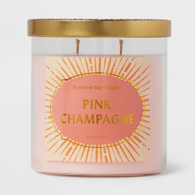 15.1oz Lidded Glass Jar 2-Wick Candle Pink Champagne - Opalhouse™ | Target