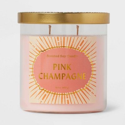 15.1oz Lidded Glass Jar 2-Wick Candle Pink Champagne - Opalhouse&#8482; | Target