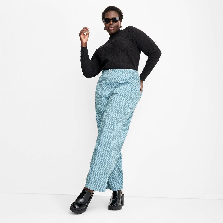 Women's Straight Leg Checkered Denim Pant - Future Collective™ with Gabriella Karefa-Johnson Li... | Target