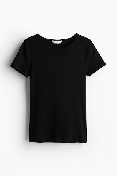 H & M - Ribbed T-shirt - Black | H&M (US + CA)