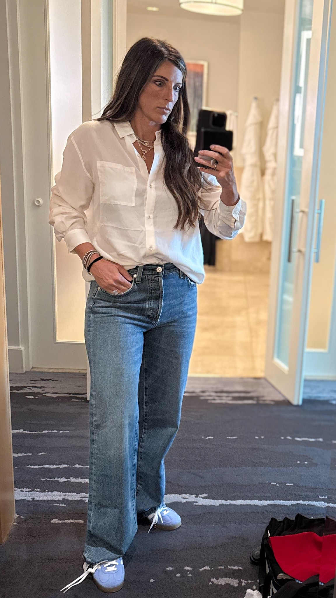 Exploring St. Louis.  A day at the iconic Gateway Arch in classic casual style.

Outfit Details: ivory button-down blouse (tucked + tied), straight-leg high-waisted jeans, black belt, layered gold necklaces, oversized sunglasses, brown sandals, crossbody bag

#StLouisStyle #GatewayArch #WeekendGetaway #TravelOutfit #OOTDinspo #CasualChic #FallTravelStyle #WomensCasualStyle #EffortlessStyle #LTKwomensfashion #LTKtravel #LTKstyletips #LikeToKnowIt

#LTKFamily #LTKTravel #LTKOver40