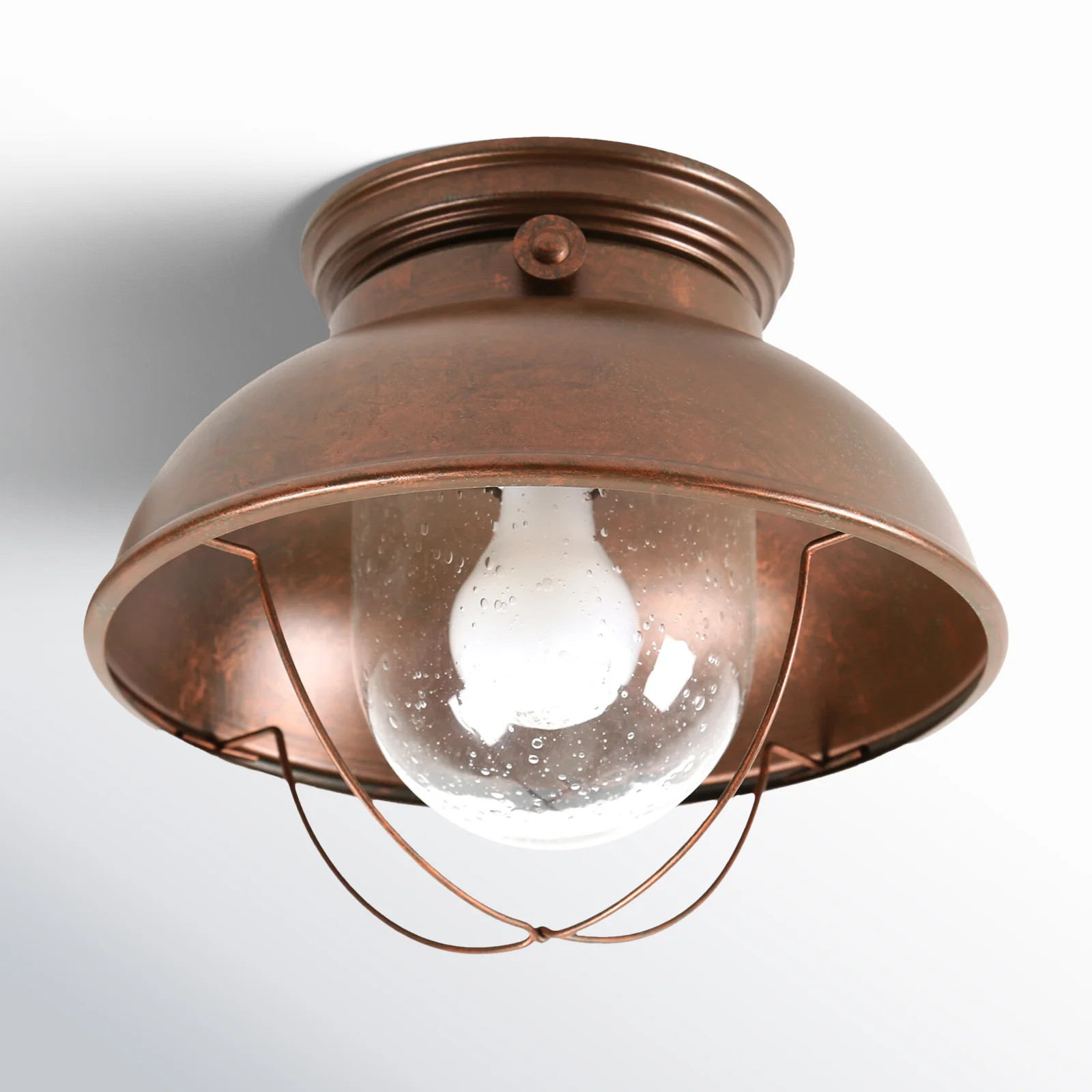 Audrey Seeded Bell Outdoor Semi Flush Mount | Birch Lane