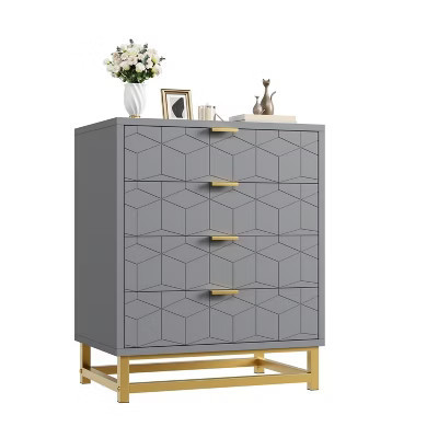 Zstar Bedroom Wood Gray Dresser, 4 Drawer Dresser with Metal Legs | Target