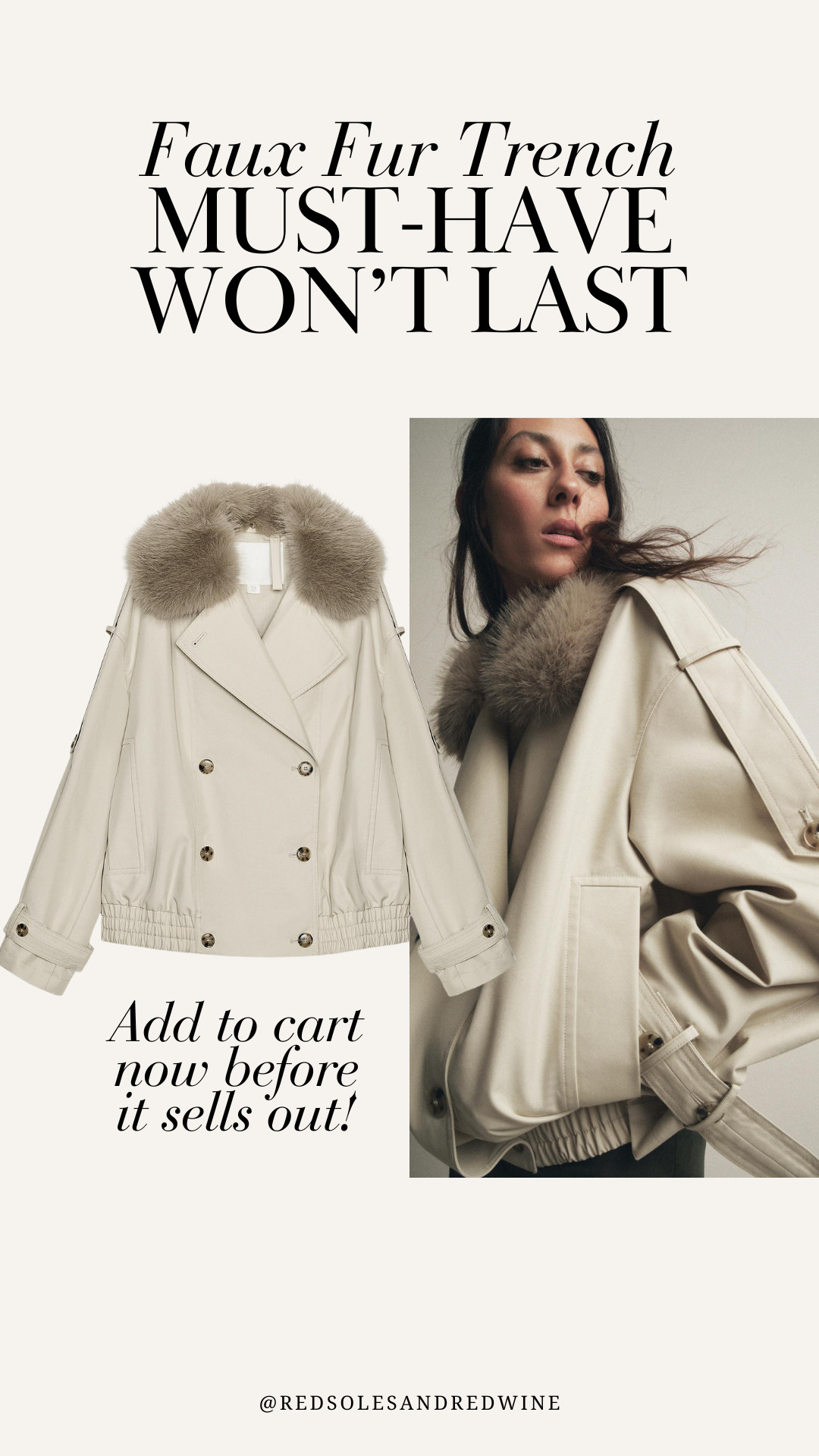 Faux fur trench coat! This is an amazing price point and will not last long, grab it now for Fall. 

Fall outfit, fall style, trench coat, cropped trench, faux fur coat, zara finds, zara coat 

 

#LTKStyleTip