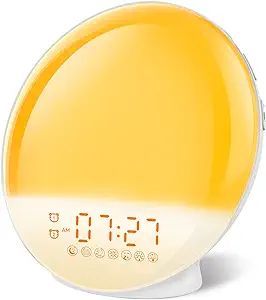 Sunrise Alarm Clock, Wake Up Light with Sunrise/Sunset Simulation, Dual Alarms with FM Radio, 7 N... | Amazon (US)