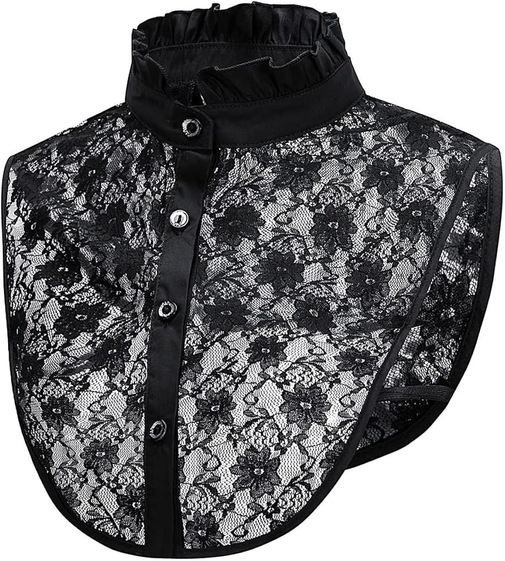 Joyci Student's Sweet Pleated Ruffled Lace Half Shirt False Collar Choker Tie | Amazon (US)